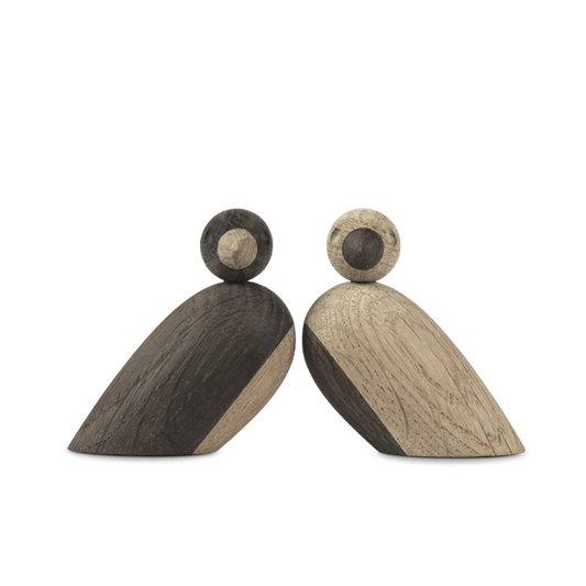 Kay Bojesen Birds - Sparrows - Wooden Figurines, Set of 2