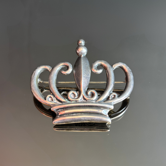 Margot de Taxco Mexican Sterling Silver Crown Brooch