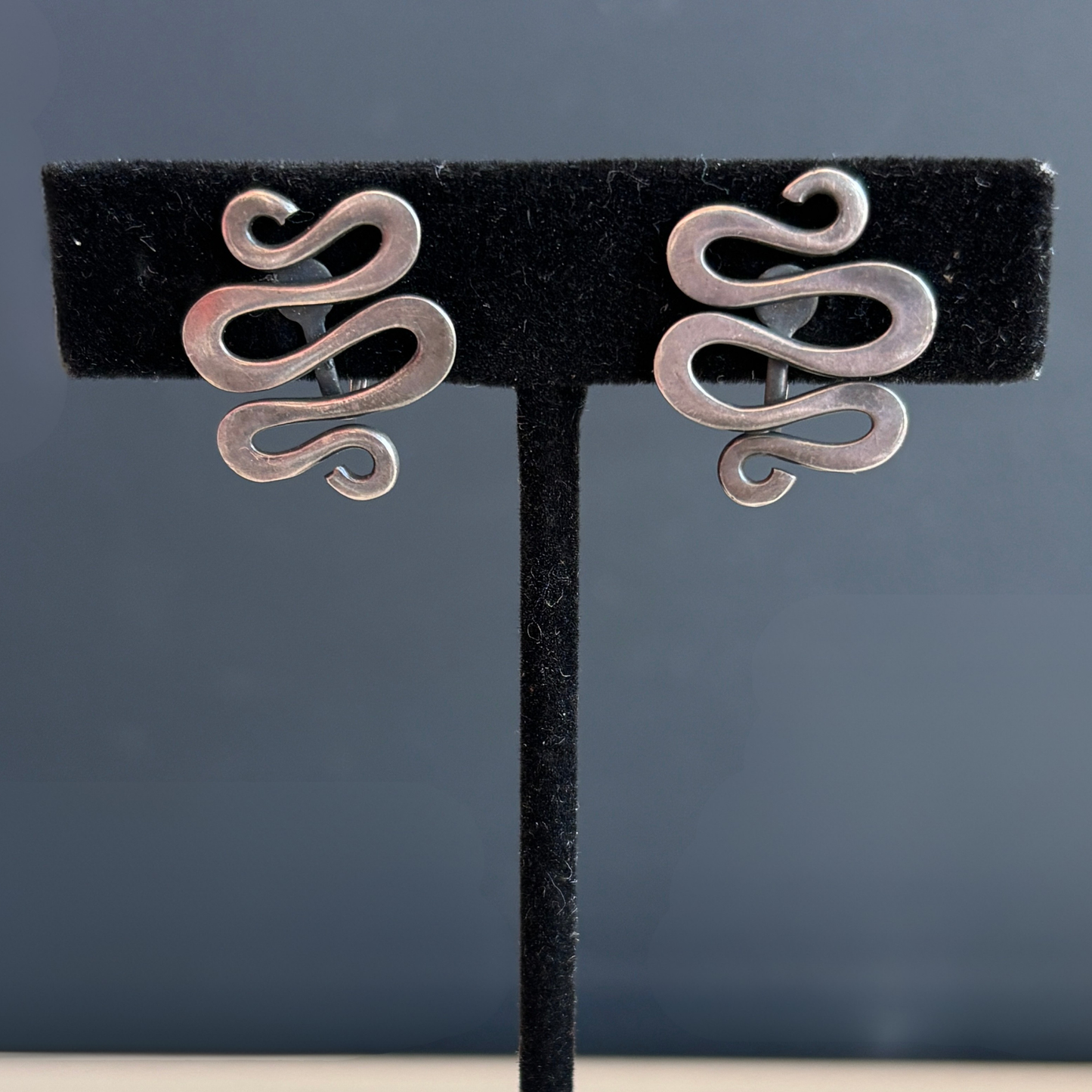 Vintage Henry Steig Sterling Silver Serpentine Earrings