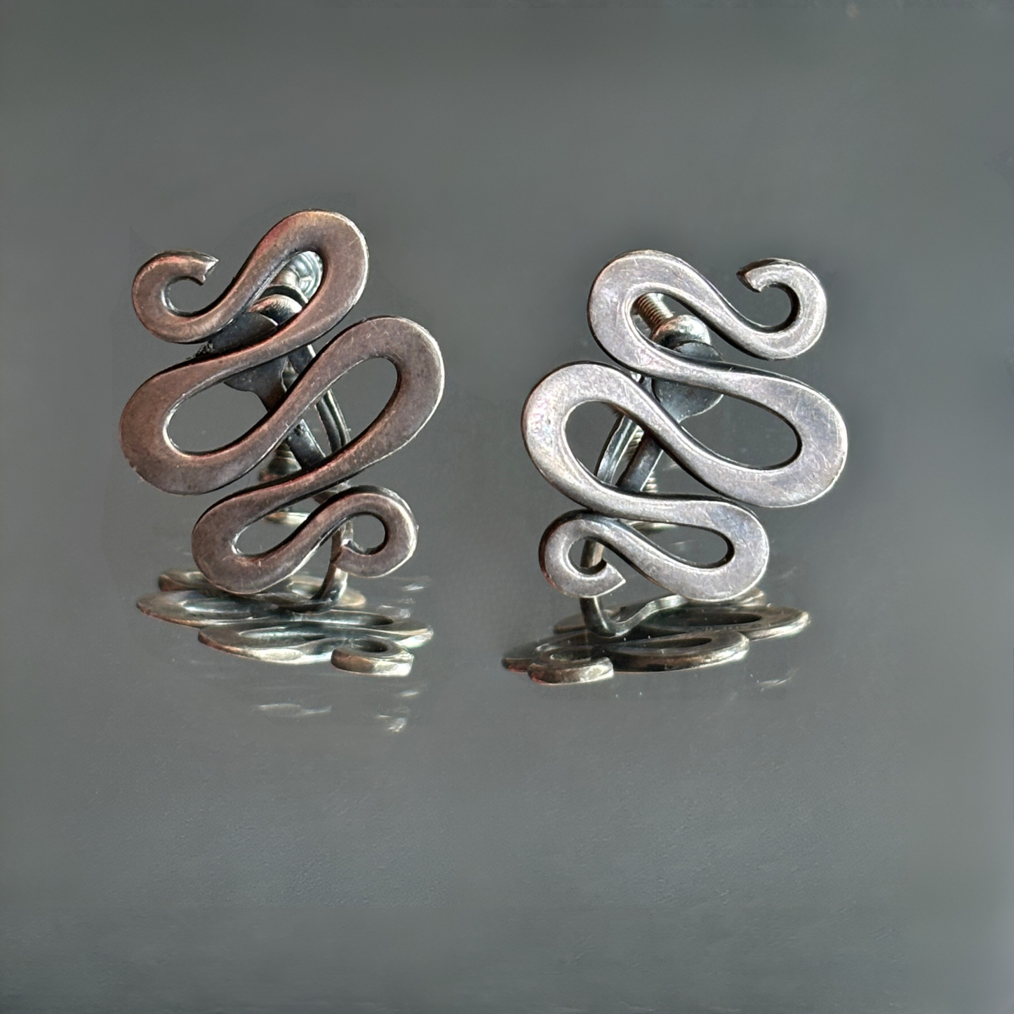 Vintage Henry Steig Sterling Silver Serpentine Earrings