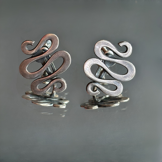 Vintage Henry Steig Sterling Silver Serpentine Earrings