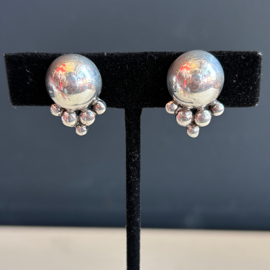 Margot de Taxco Mexican Sterling Silver Ball Earrings