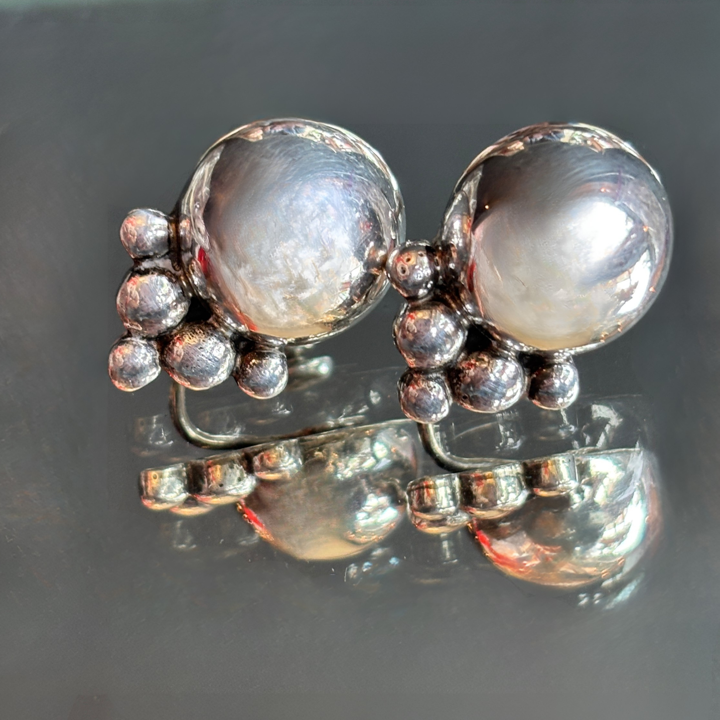 Margot de Taxco Mexican Sterling Silver Ball Earrings