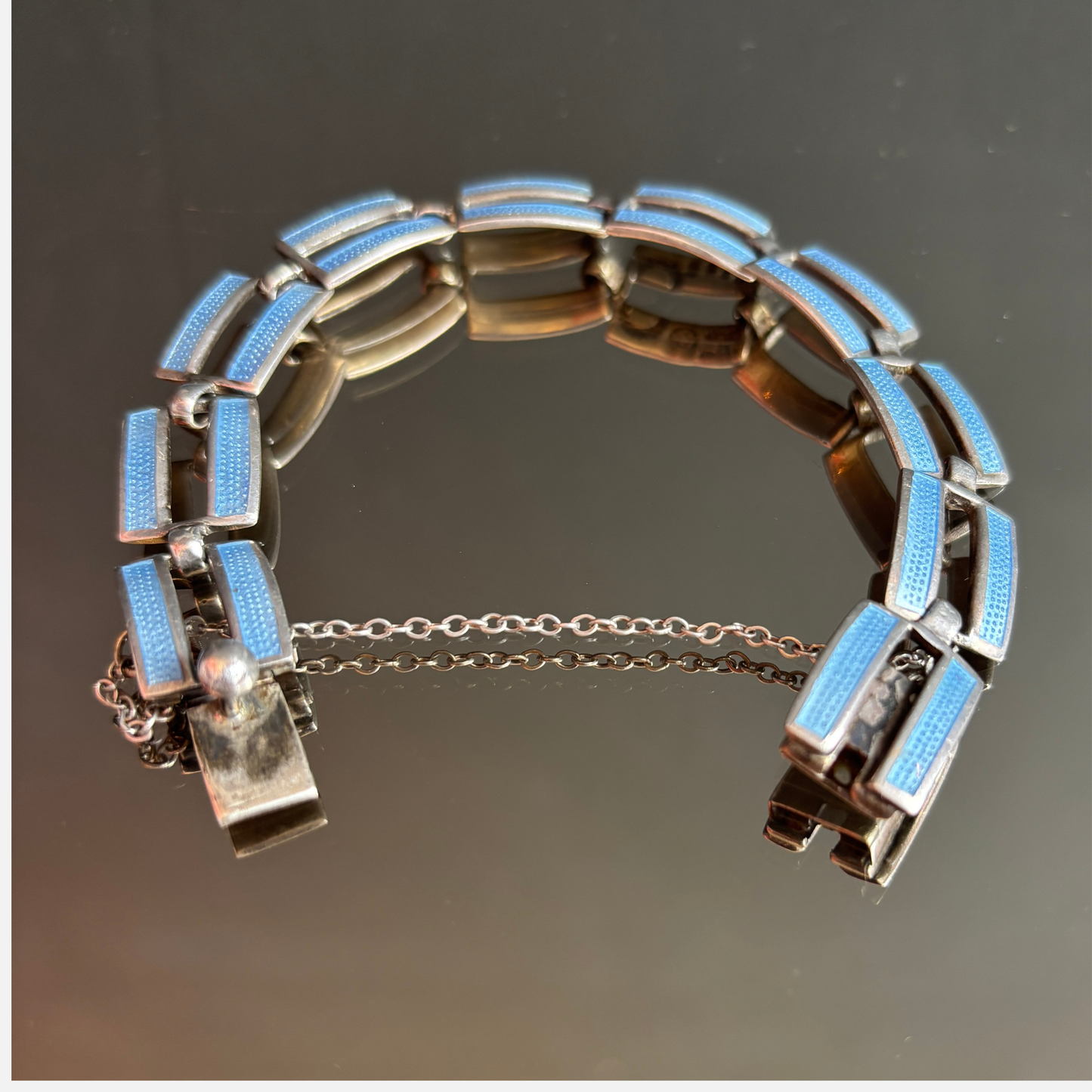 Margot de Taxco Mexican Silver & Enamel Link Bracelet