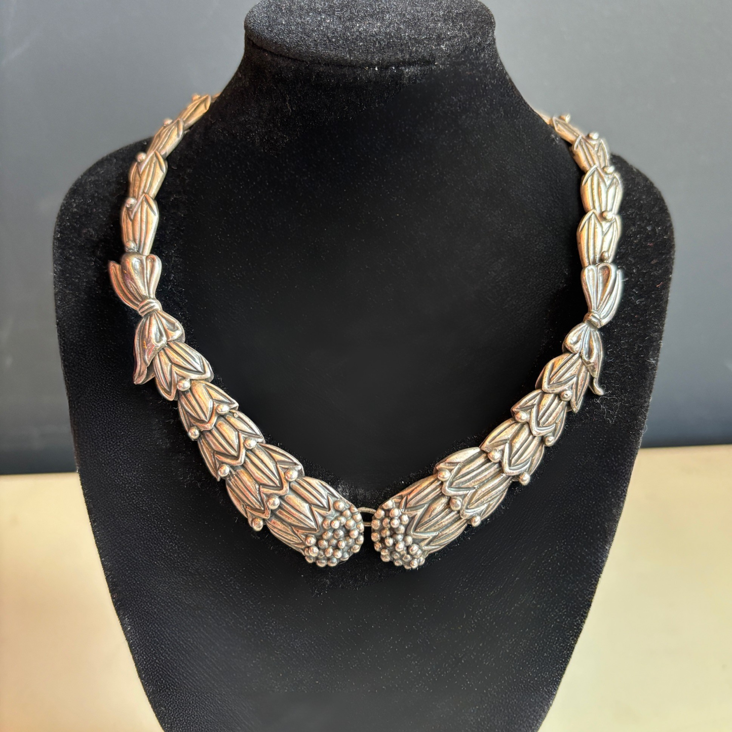 Margot de Taxco Mexican Sterling Silver Cornflower Necklace
