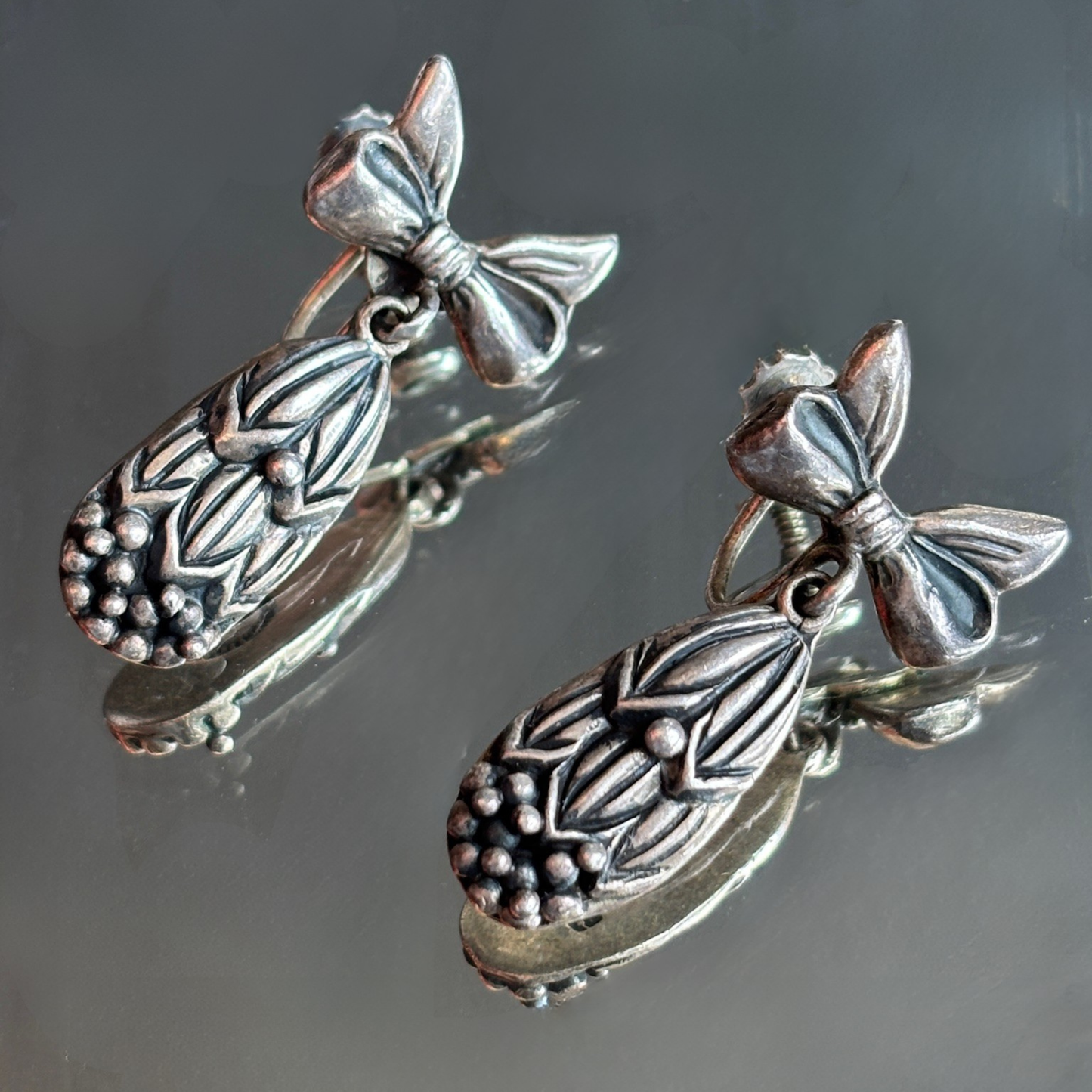 Margot de Taxco Mexican Sterling Silver Cornflower Earrings