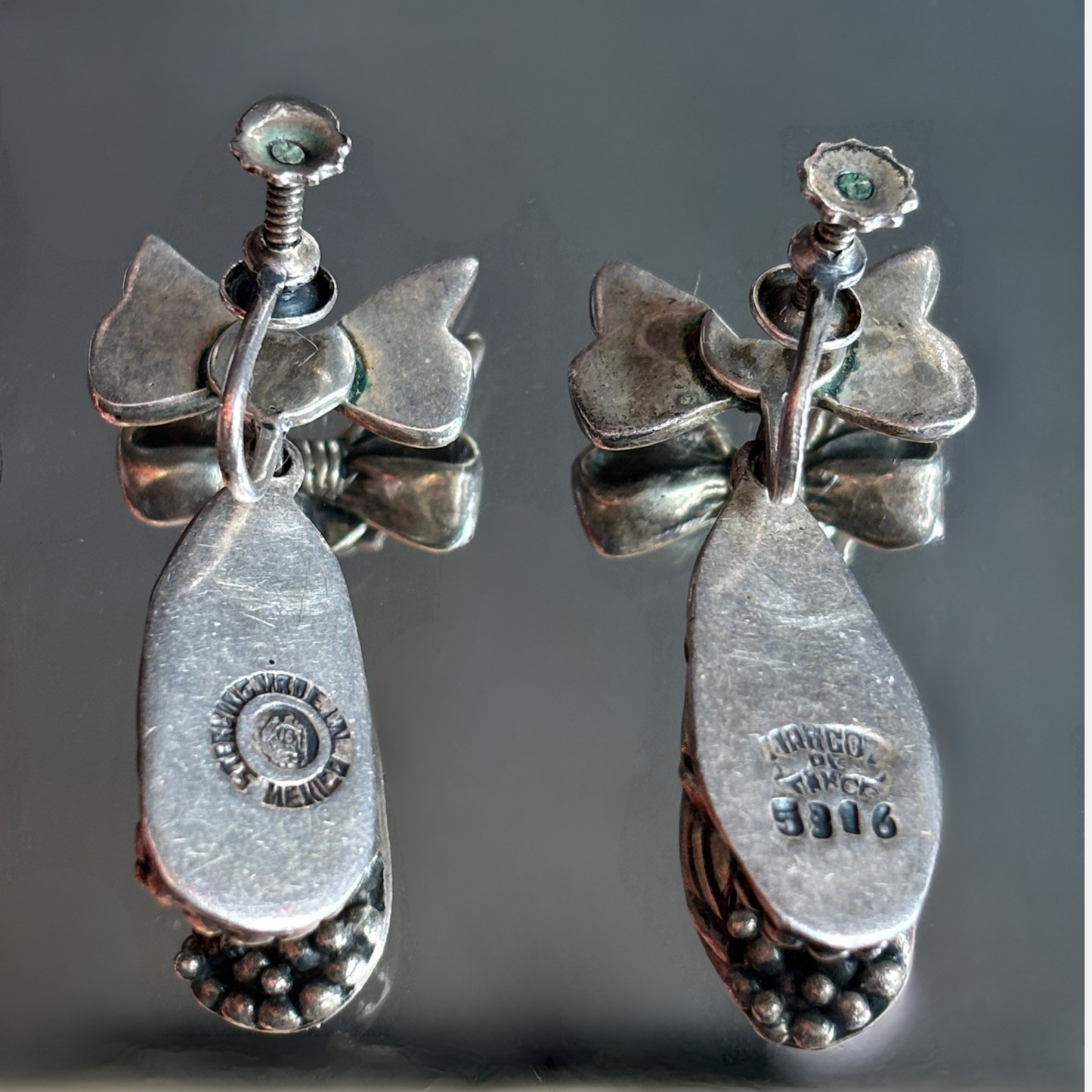 Margot de Taxco Mexican Sterling Silver Cornflower Earrings