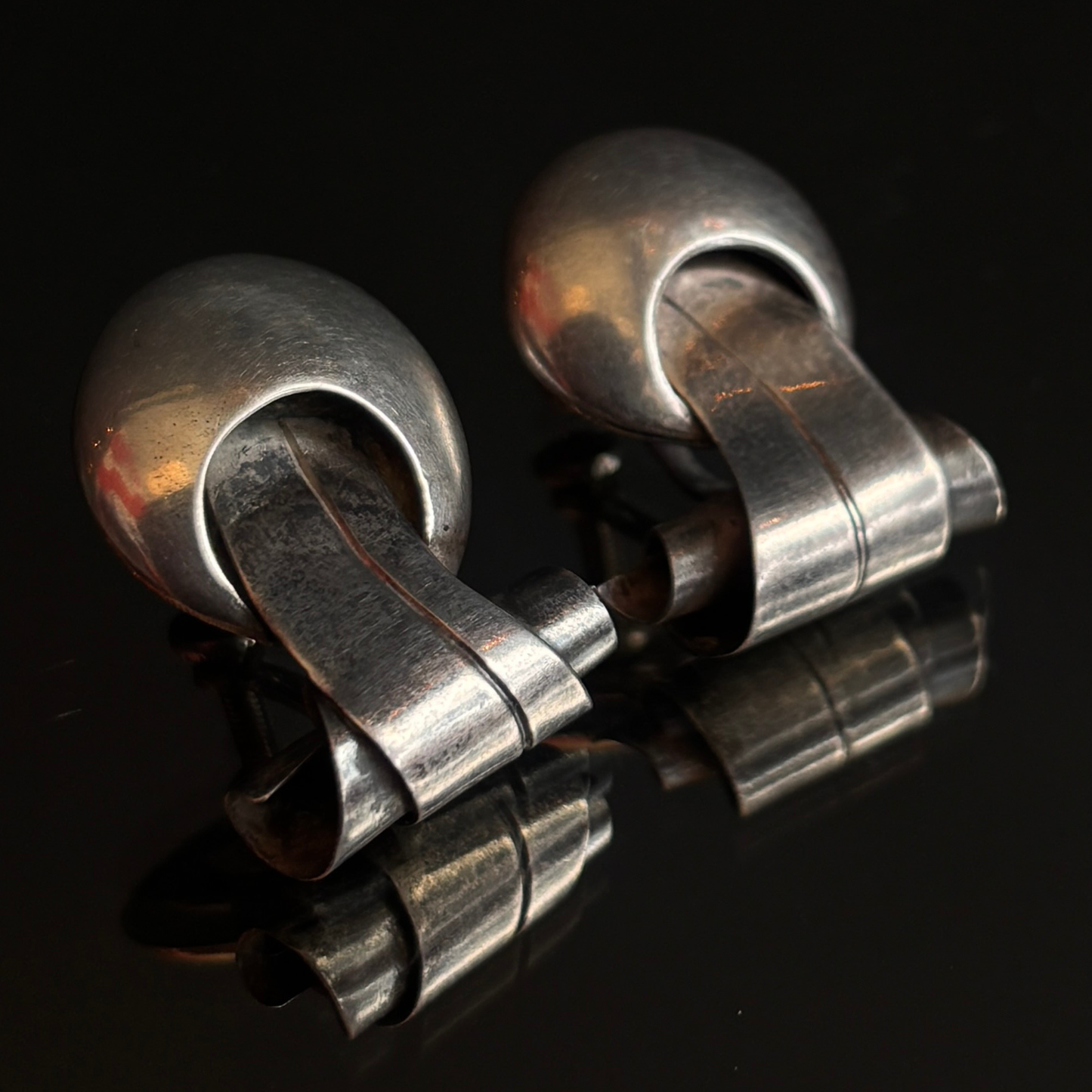 Vintage William Spratling Mexican Silver Scroll Screw Back Earrings