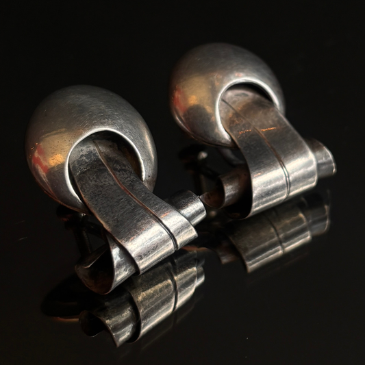 Vintage William Spratling Mexican Silver Scroll Screw Back Earrings