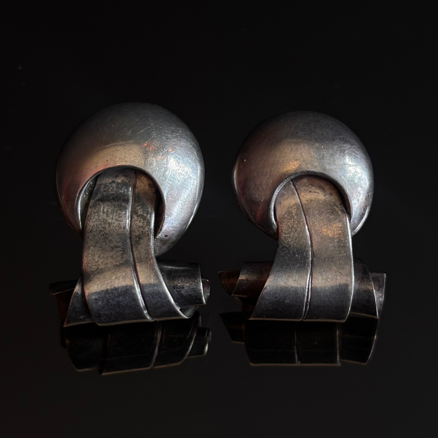 Vintage William Spratling Mexican Silver Scroll Screw Back Earrings