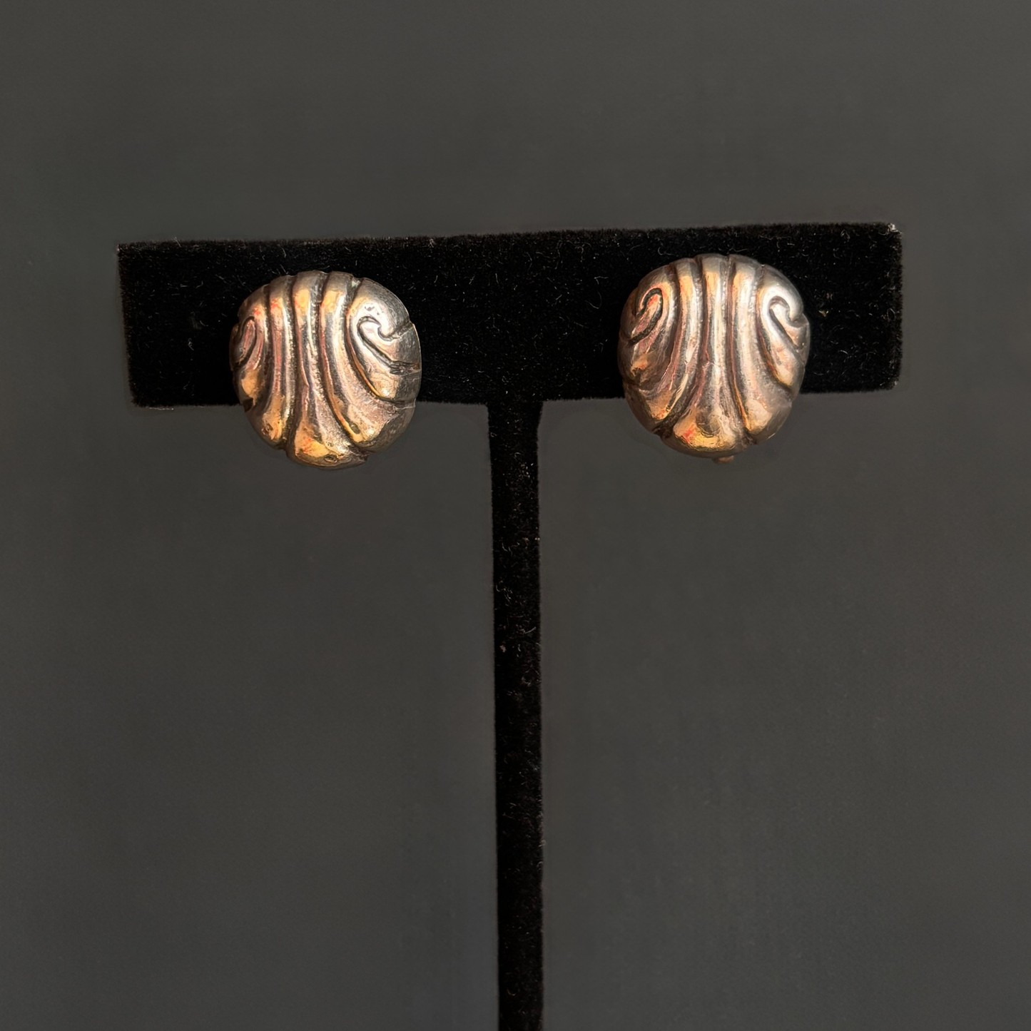 Vintage William Spratling Mexican Silver Shell Screw Back Earrings