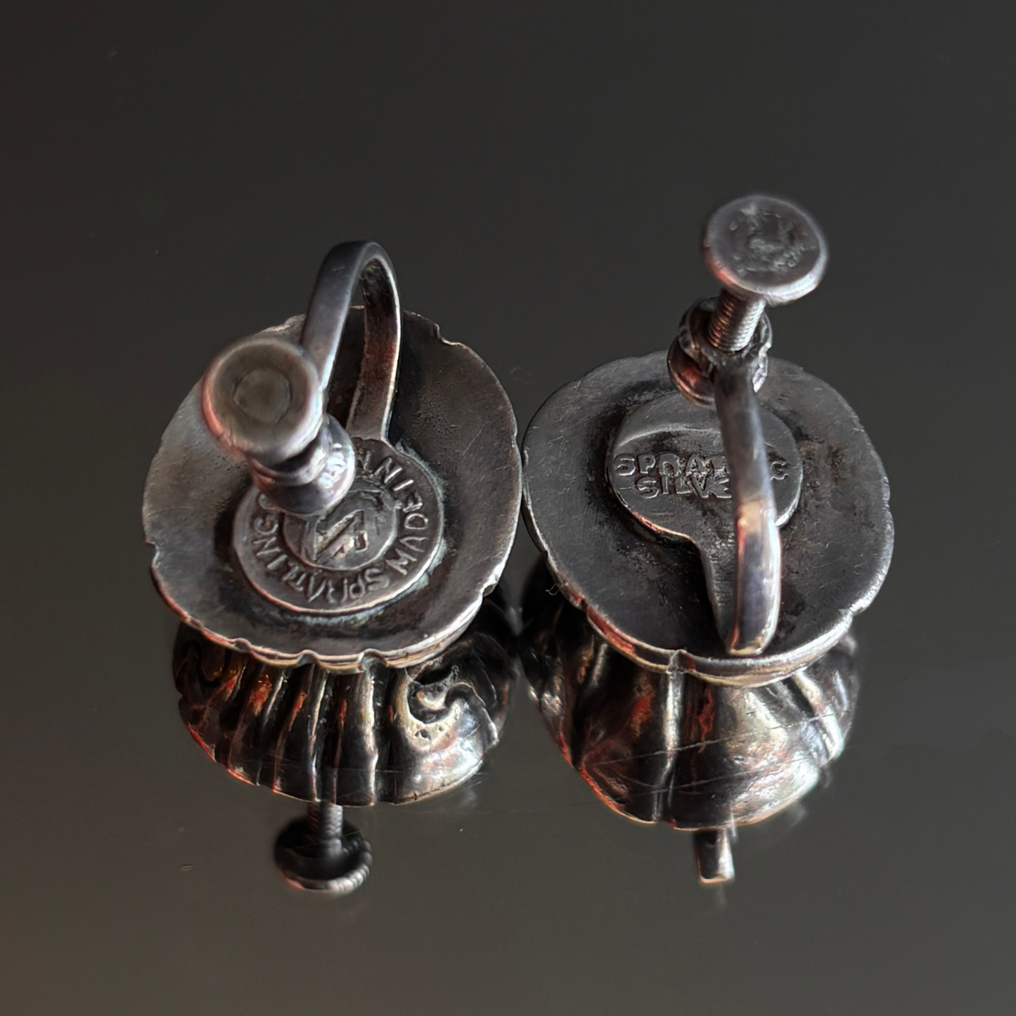 Vintage William Spratling Mexican Silver Shell Screw Back Earrings