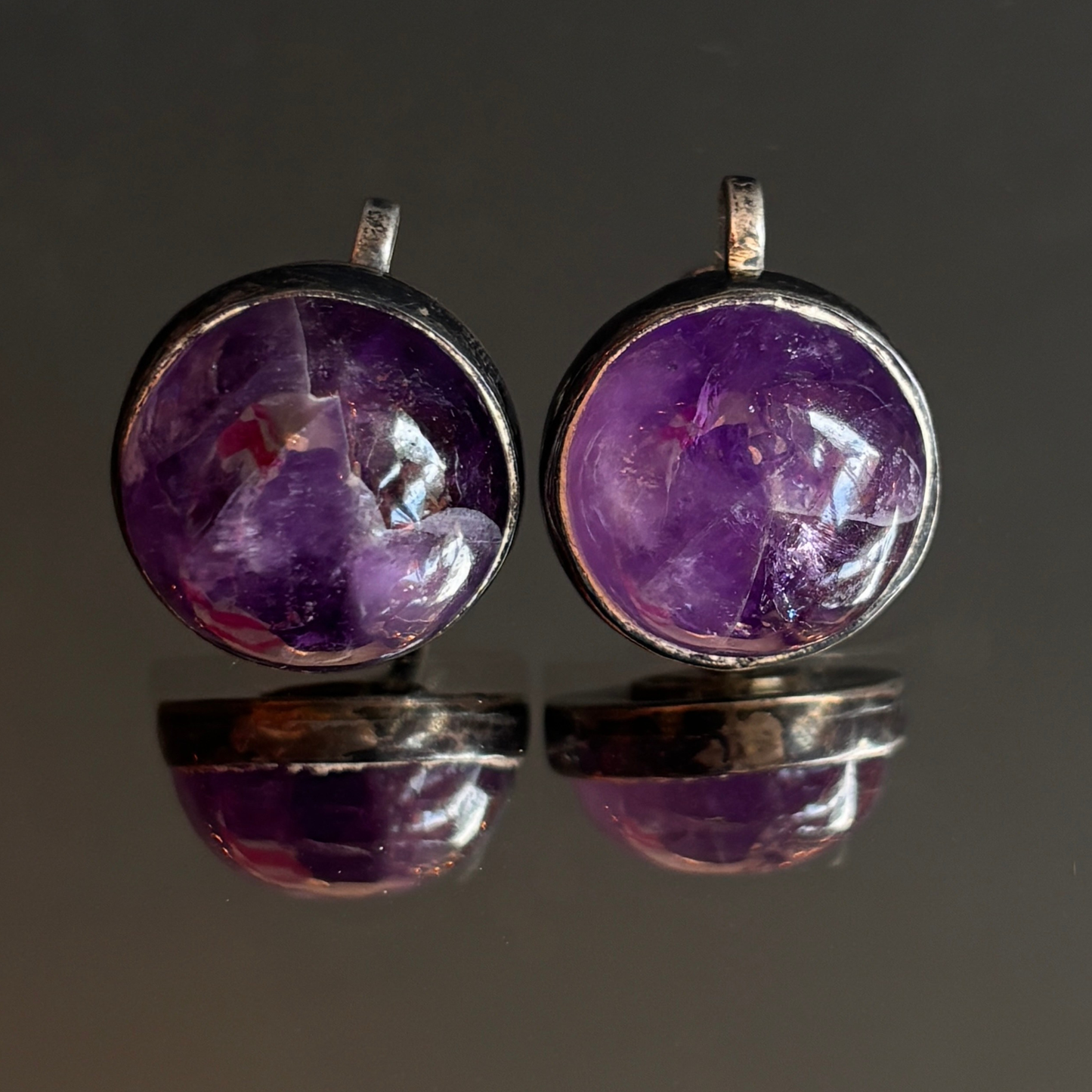 Vintage William Spratling Silver & Amethyst CabochonEarrings