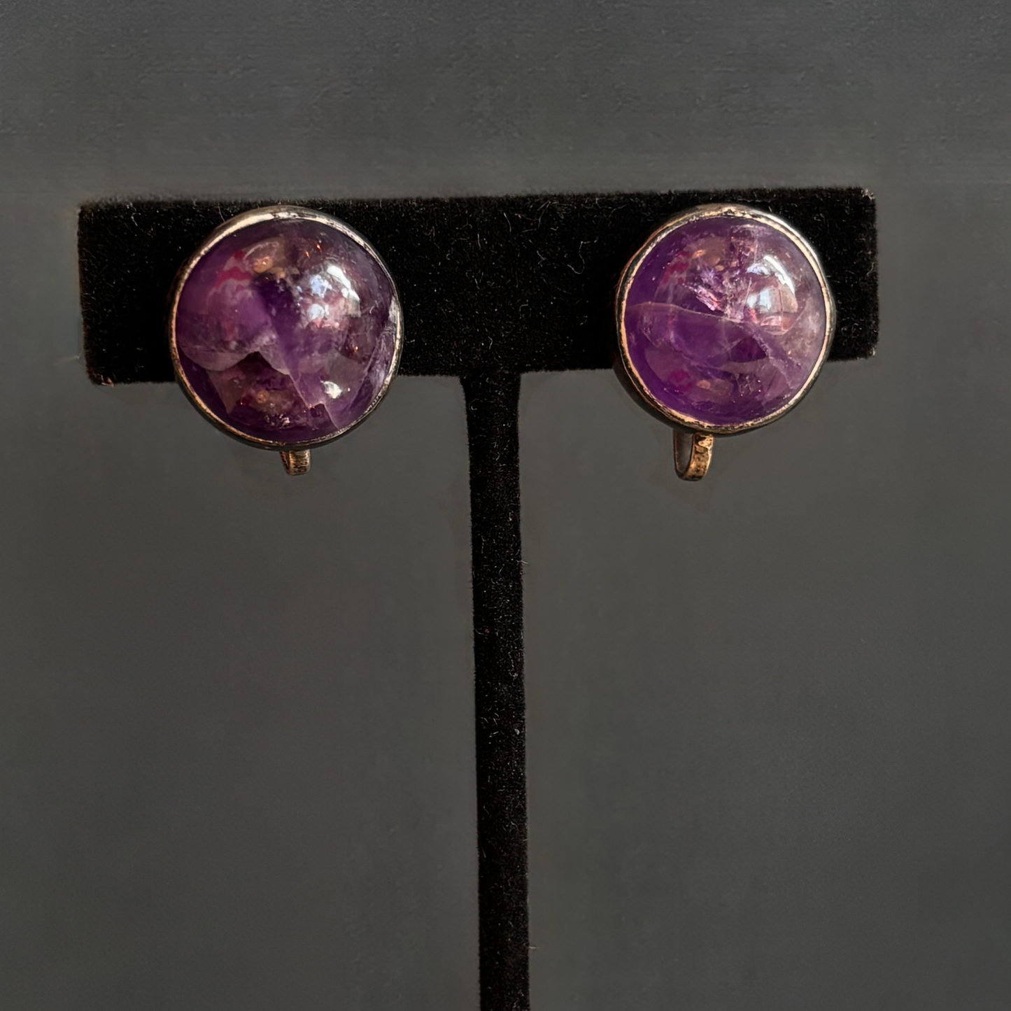 Vintage William Spratling Silver & Amethyst CabochonEarrings