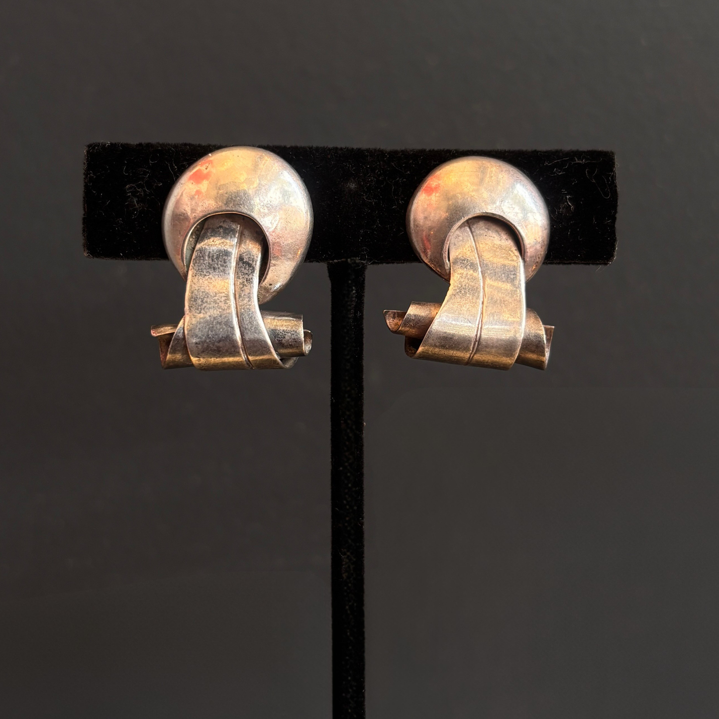 Vintage William Spratling Mexican Silver Scroll Screw Back Earrings