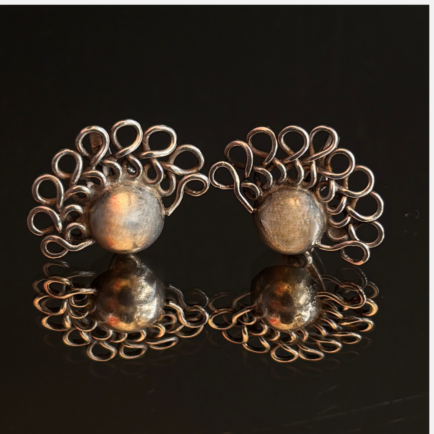 Vintage William Spratling Mexican Silver Wire & Ball Screw Back Earrings