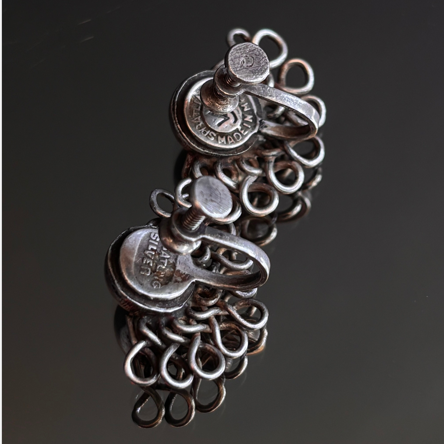 Vintage William Spratling Mexican Silver Wire & Ball Screw Back Earrings