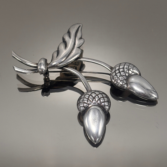 Vintage Hector Aguilar Taxco Silver Acorn Brooch