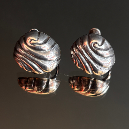 Vintage William Spratling Mexican Silver Shell Screw Back Earrings