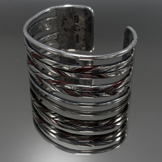 Vintage Taxco William Spratling Heavy Braided Silver & Copper Cuff Bracelet