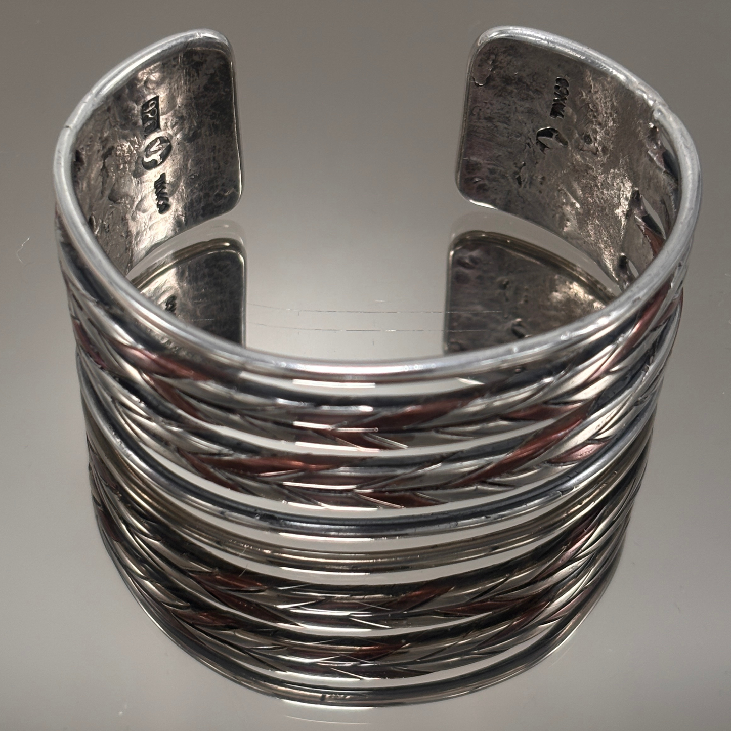 Vintage Taxco William Spratling Heavy Braided Silver & Copper Cuff Bracelet