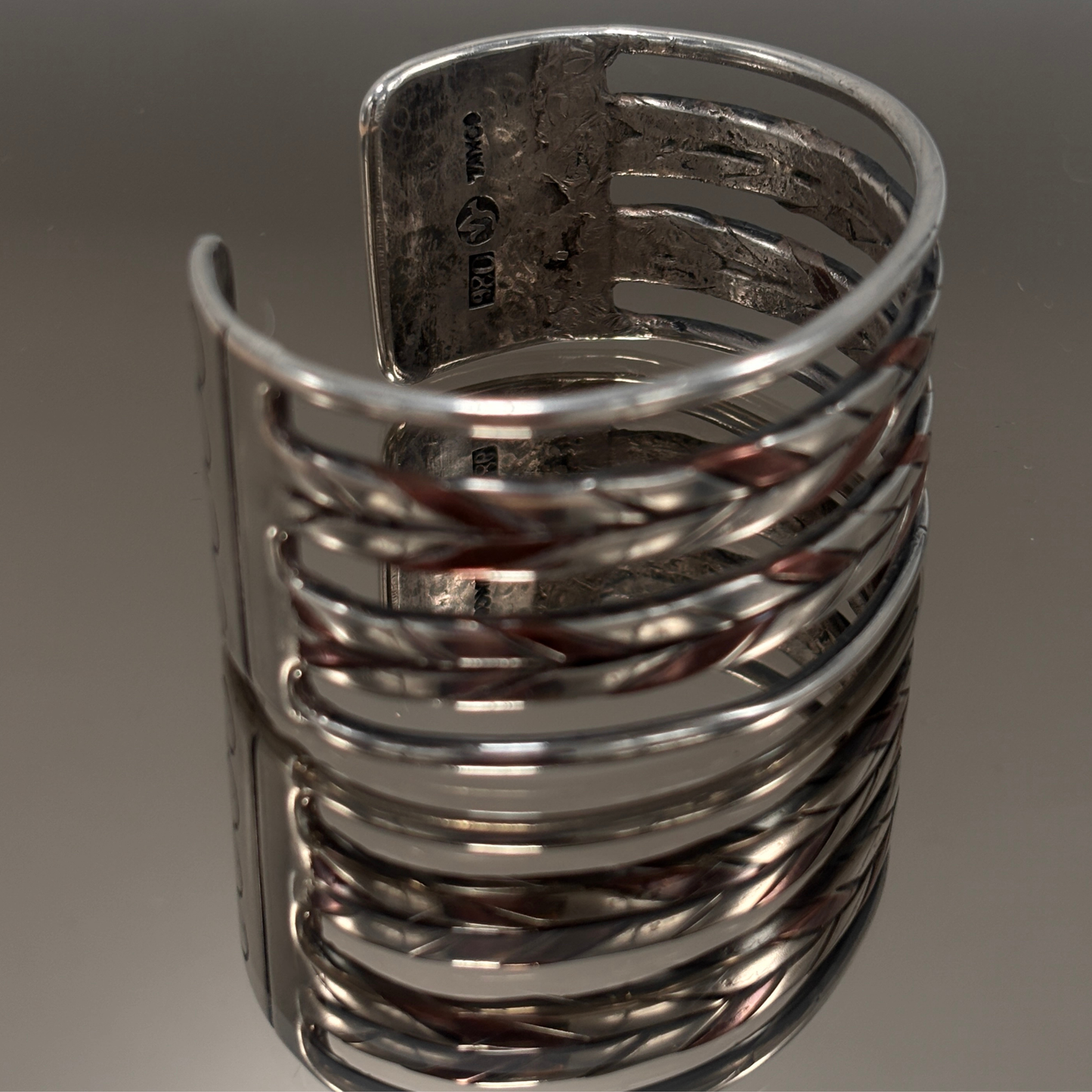 Vintage Taxco William Spratling Heavy Braided Silver & Copper Cuff Bracelet