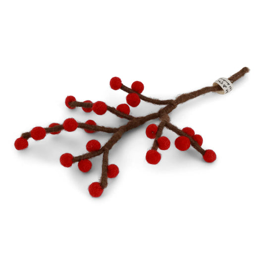 Gry & Sif Felt Mini Branch w/ Bright Red Berries