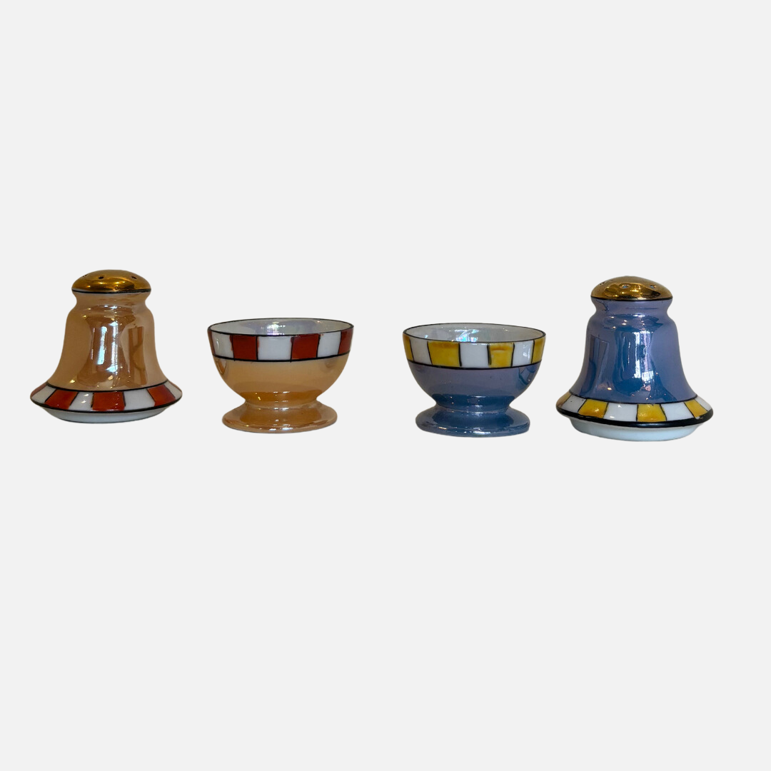 Vintage Japanese Salt & Pepper & Egg Cup Gift Set