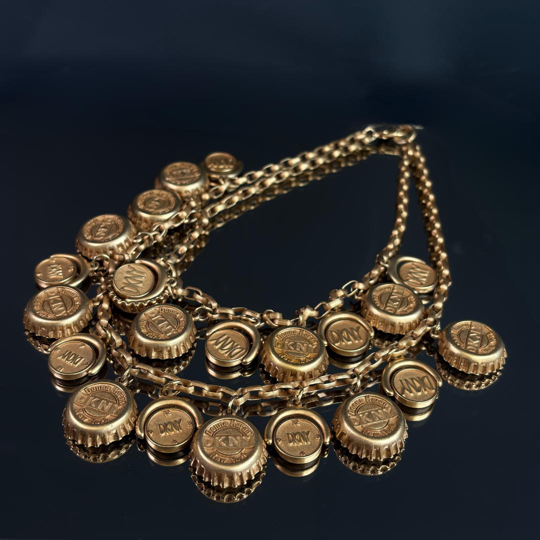 Vintage DKNY Donna Karen New York Bottle Cap Necklace