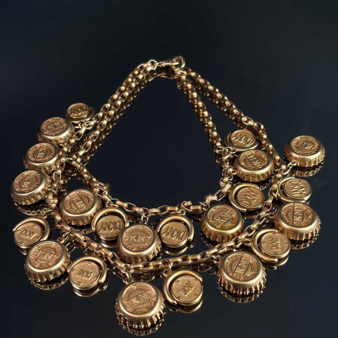 Vintage DKNY Donna Karen New York Bottle Cap Necklace
