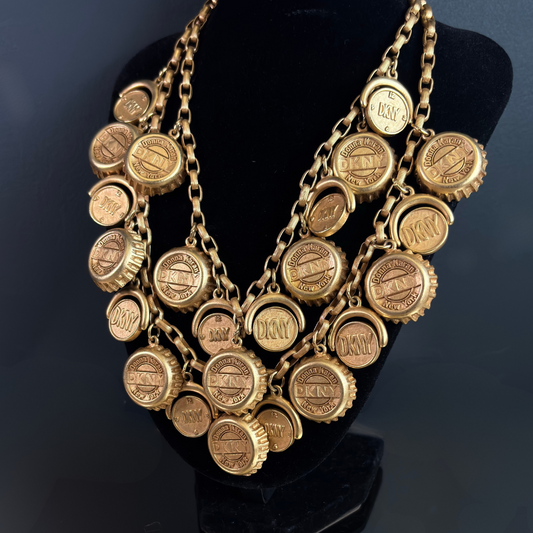 Vintage DKNY Donna Karen New York Bottle Cap Necklace