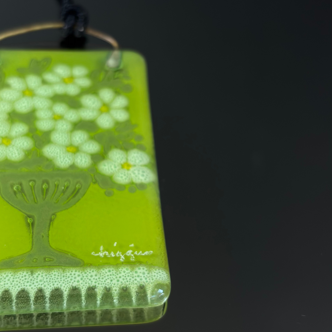 Higgins Mid Century Vintage Glass Floral Pendant