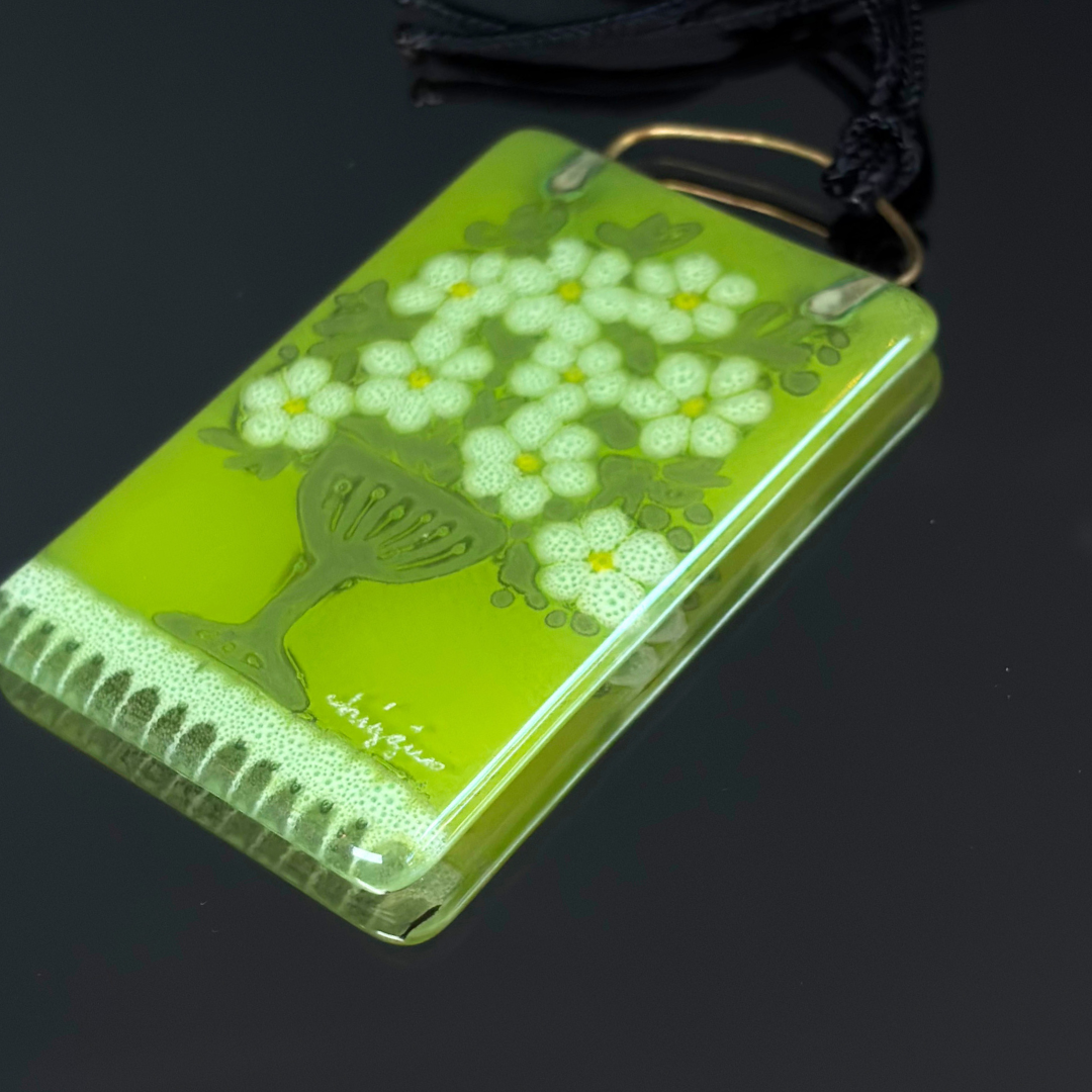 Higgins Mid Century Vintage Glass Floral Pendant