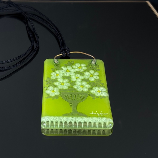 Higgins Mid Century Vintage Glass Floral Pendant