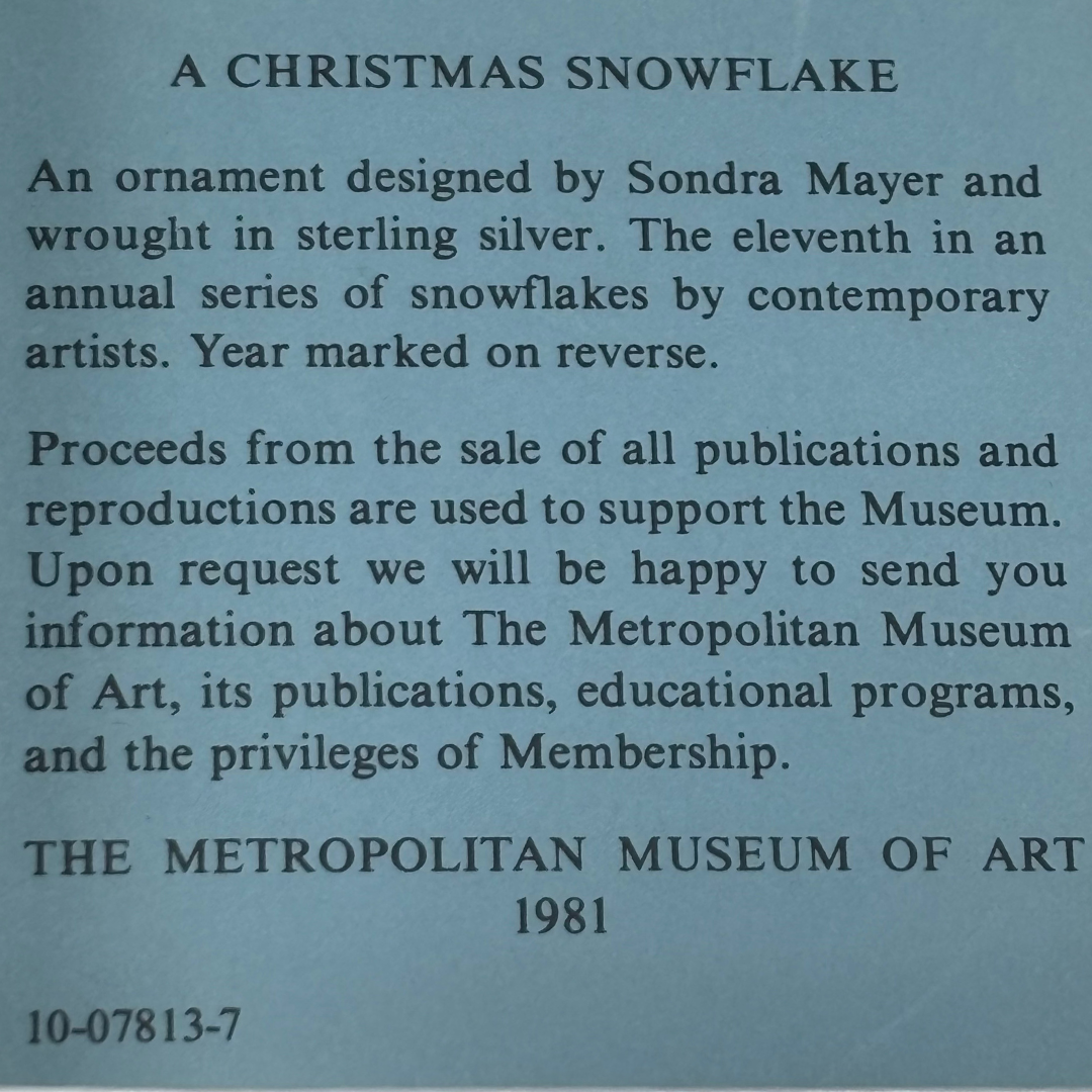 Vintage Metropolitan Museum of Art Sterling Silver Star Ornament