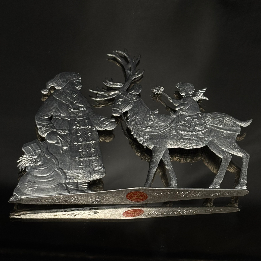 Vintage Wilhelm Schweizer Pewter Santa & Reindeer