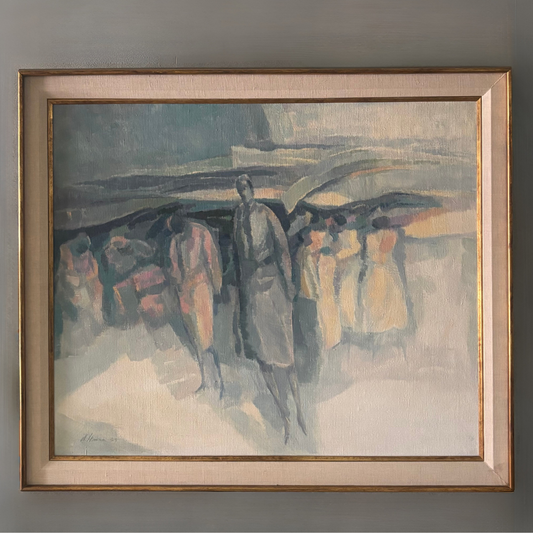 Vintage Harold Altman "Approaching Figures" Framed Oil Painting