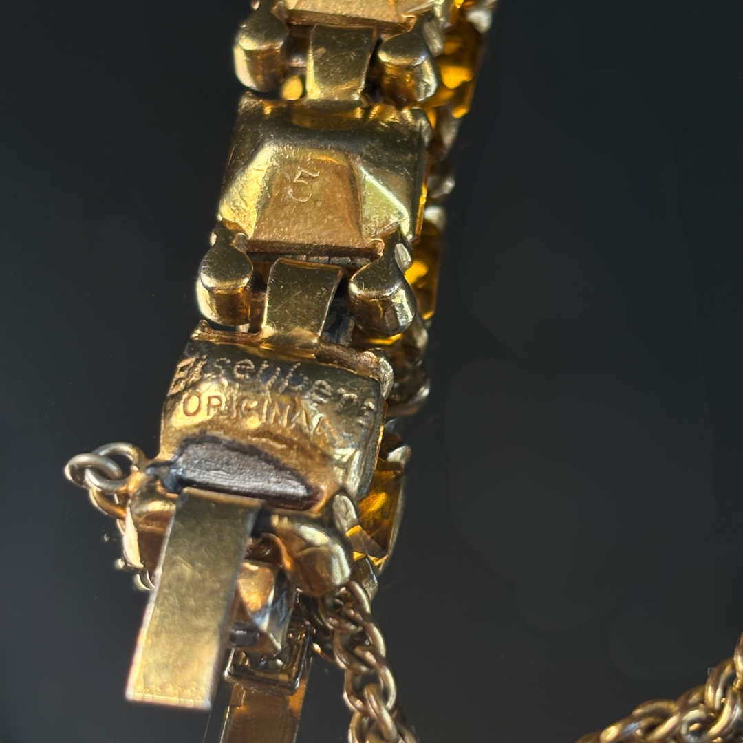 Vintage Rare Eisenberg Original Rhinestone Topaz Color Bracelet