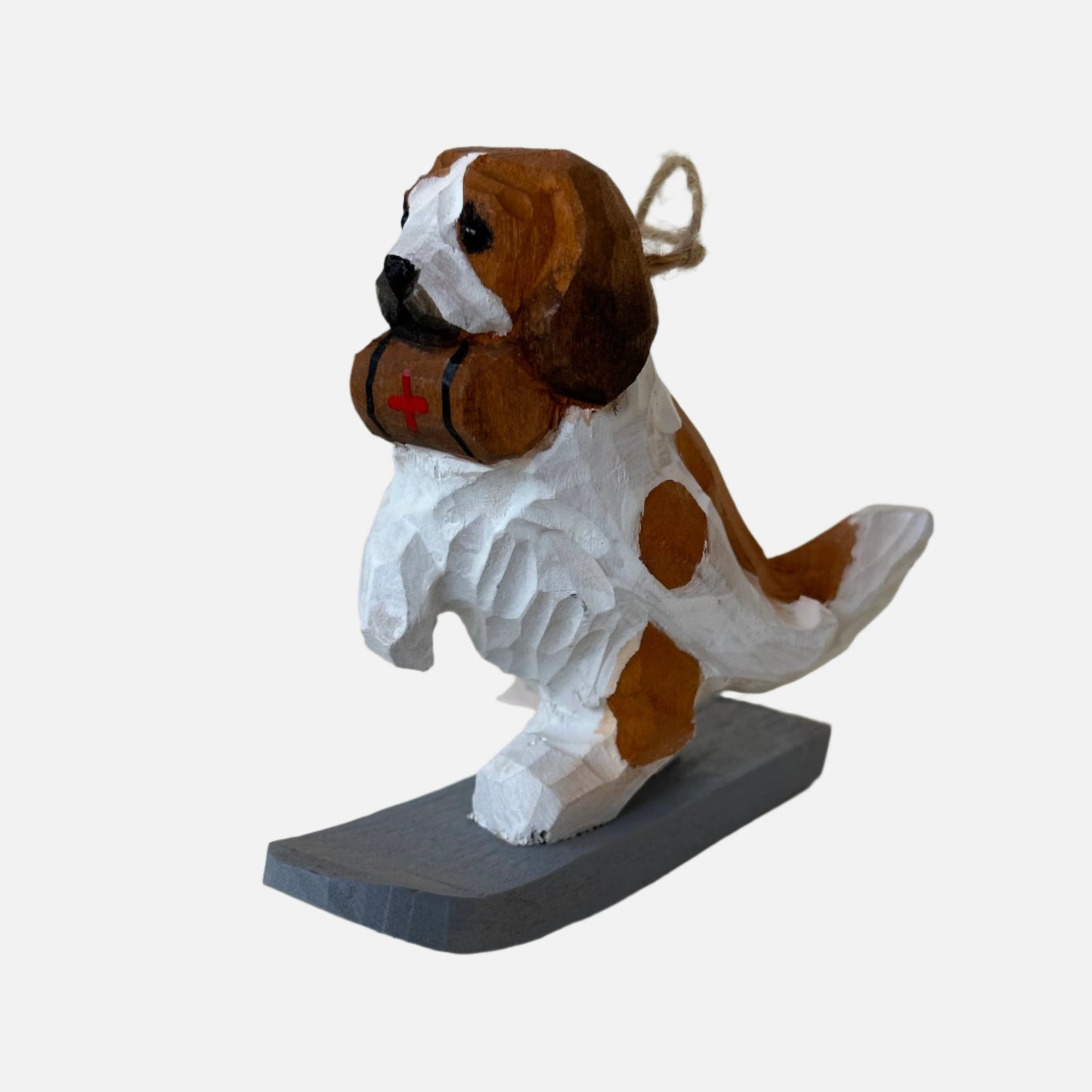 Wooden Animal on Snowboard Ornament