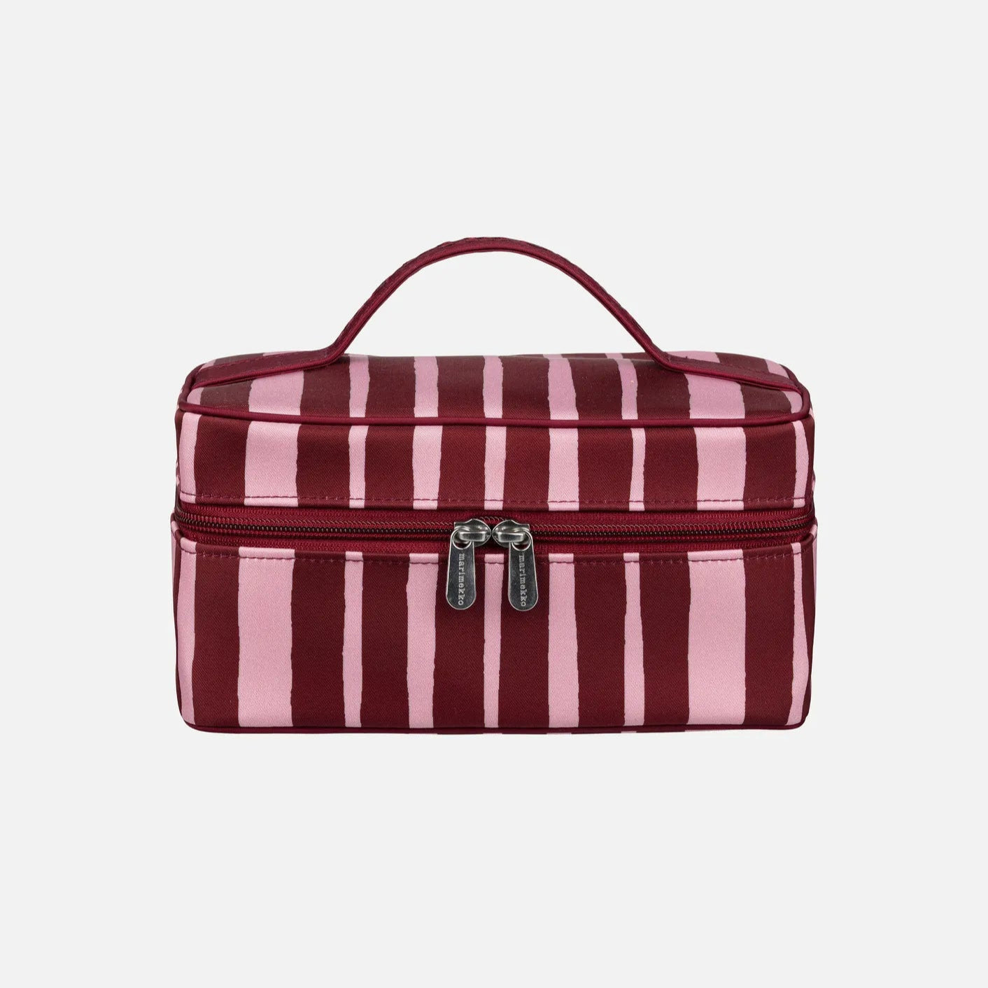 Marimekko Tuttu Raide Cosmetic Bag in Burgundy and Pink