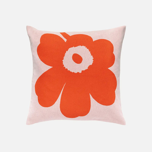 Marimekko Unikko Cushion cover in peach and bright orange