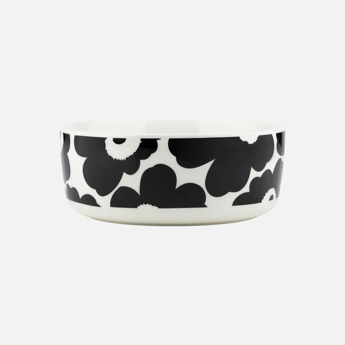Black and white patterned bowl on a white background