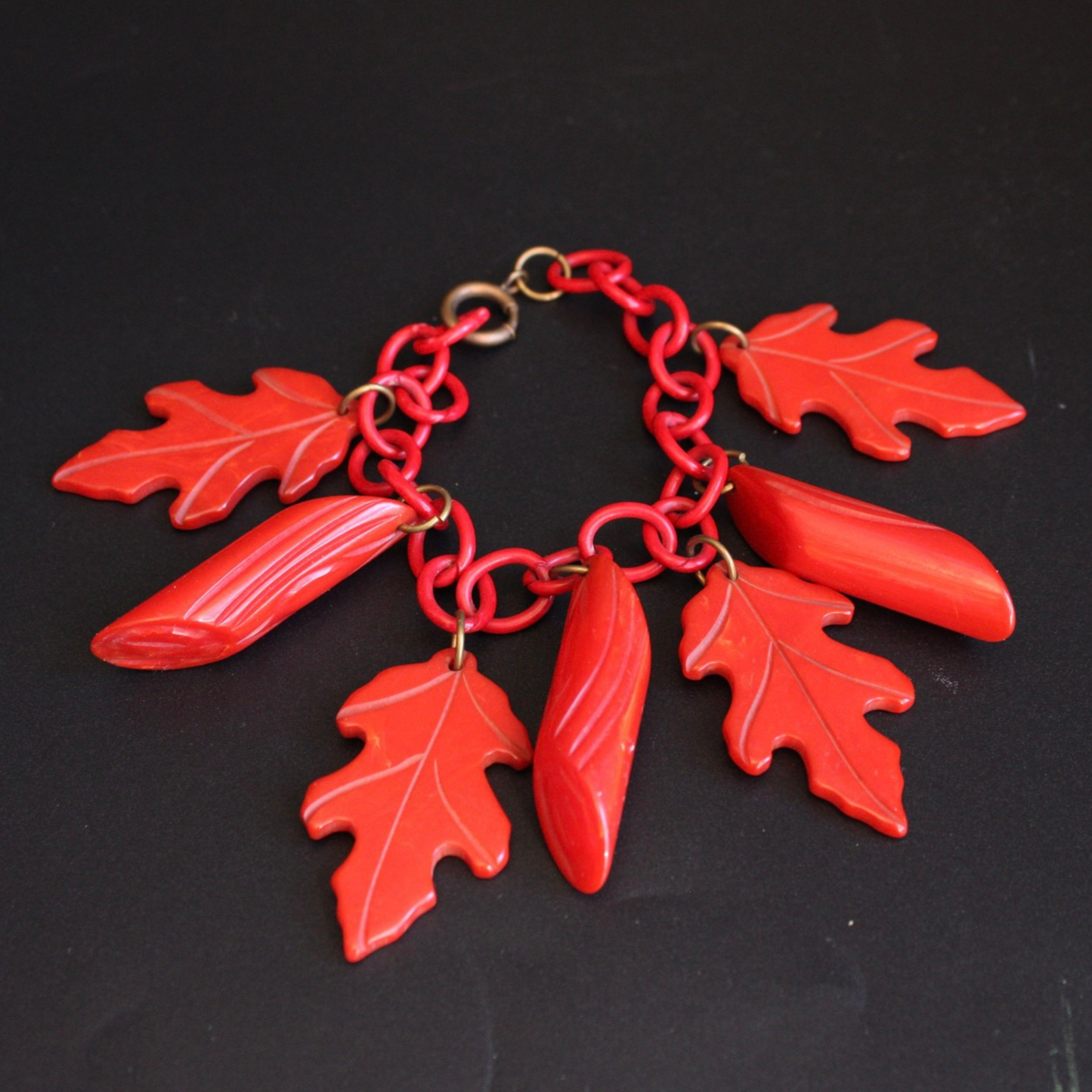 Vintage Bakelite Oak Leaf & Log Bracelet