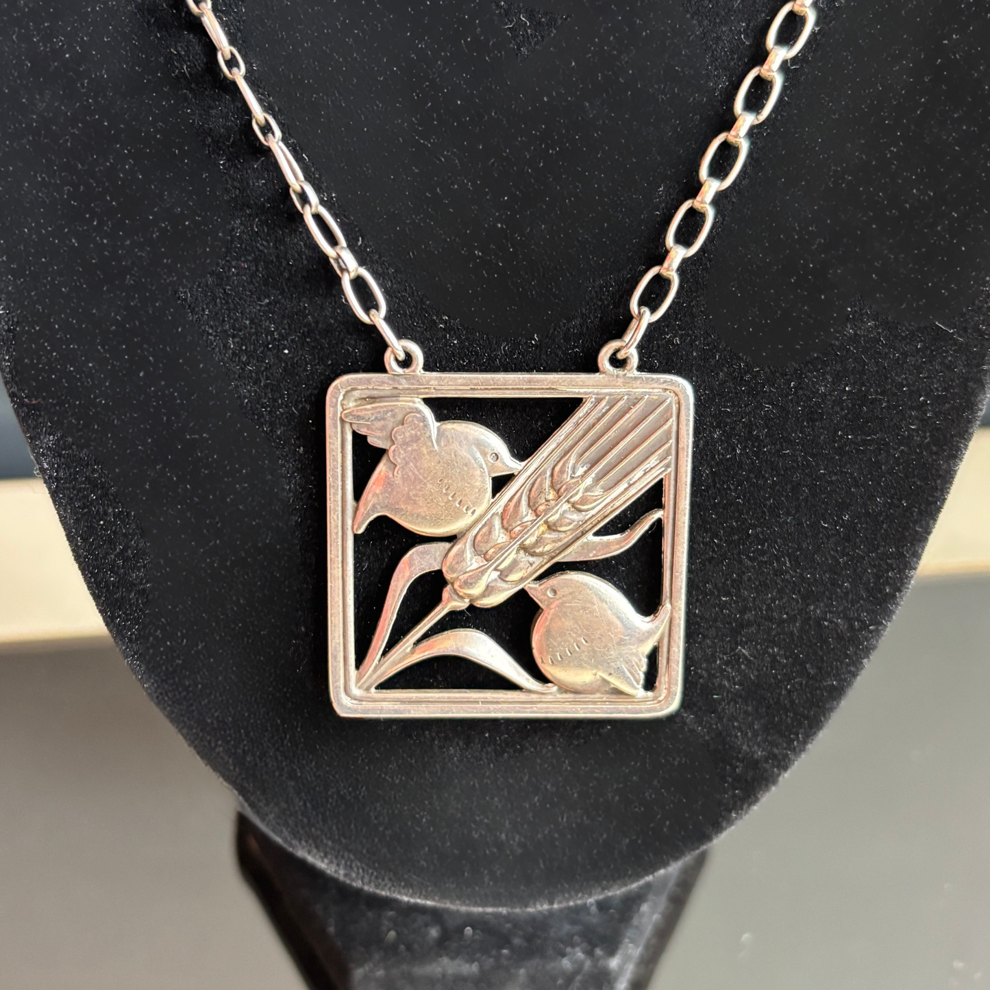 Vintage Georg Jensen Doves & Wheat Necklace
