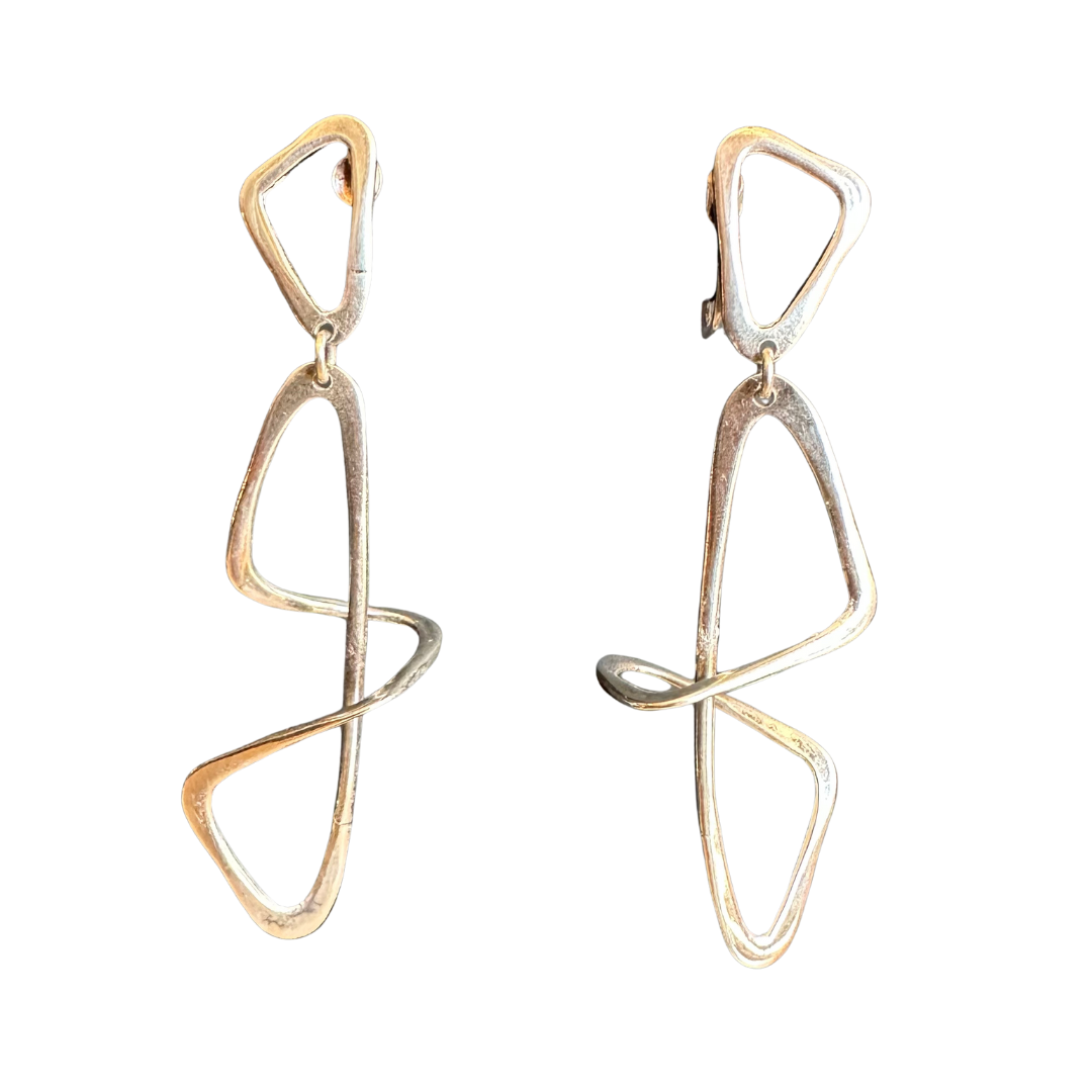 Vintage Sterling Abstract Clip-On Earrings