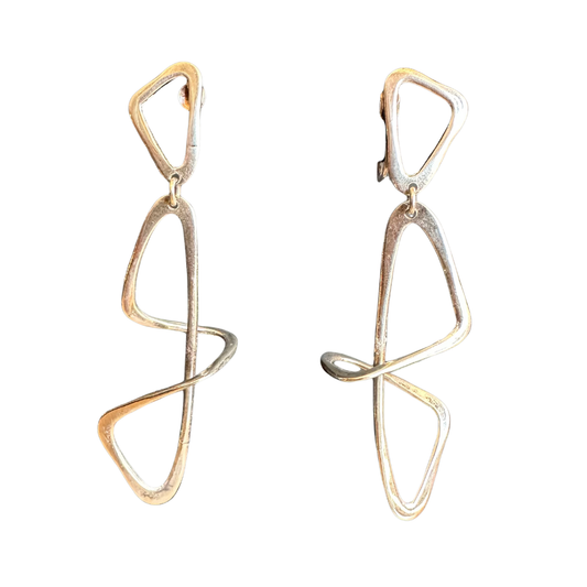 Vintage Sterling Abstract Clip-On Earrings