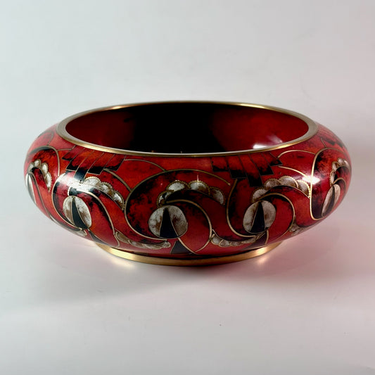 Vintage Art Deco Japanese Cloisonné Metal Decrorative Bowl side view