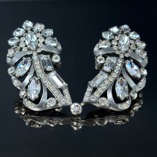 Vintage Eisenberg Originals Rhinestone Collar Clip Set