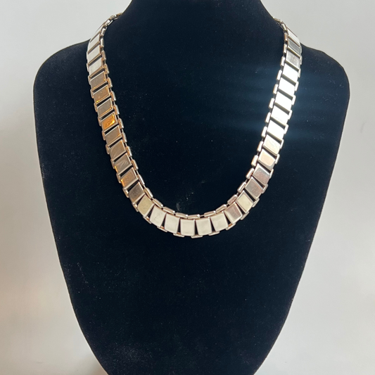 Vintage 1970s Gucci Sterling Silver Flat Link Choker Necklace