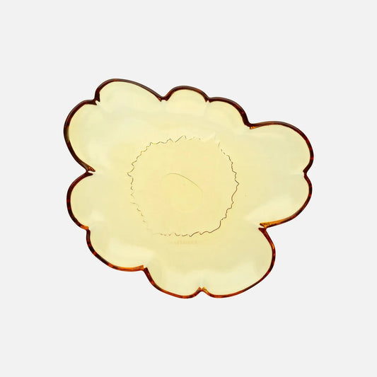 Marimekko Unikko Shape glass plate in amber